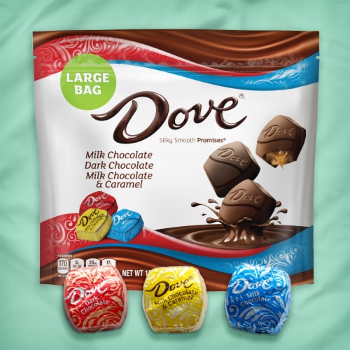 Dove Promises Individually Wrapped Variety Pack Milk and Dark Chocolate Candy Assortment Bag Perspective: back