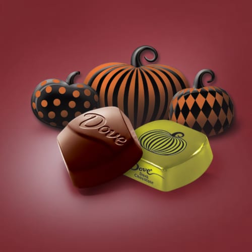 Dove Promises Dark Chocolate Pumpkins Fall Halloween Candy Perspective: back