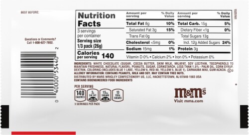 Peanut Butter M&ms Product Label With Nutrition Information