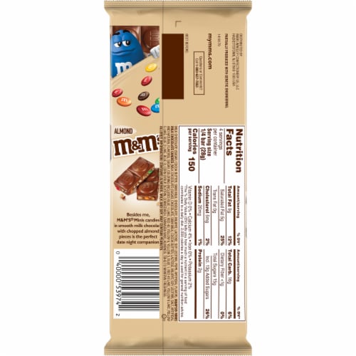 M&M's® Minis & Almonds Milk Chocolate Bar Perspective: back