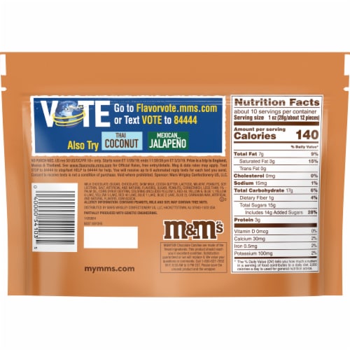 M&M's English Toffee Peanut Chocolate Candies Perspective: back