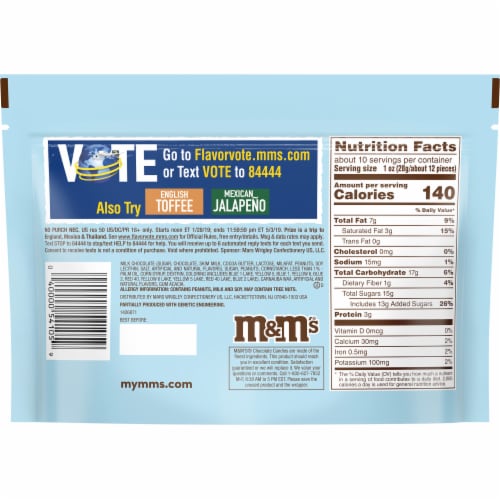 M&M's Thai Coconut Peanut Chocolate Candies Perspective: back