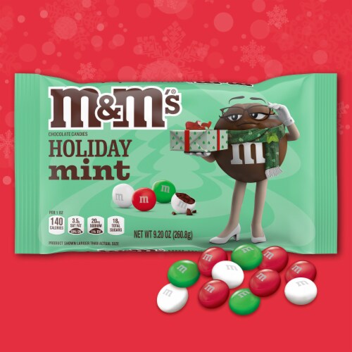 M&M'S Mint Chocolate Christmas Candy Bag Perspective: back