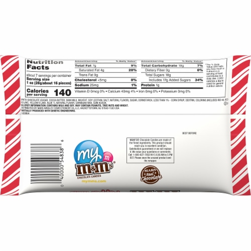 M&M'S Holiday White Peppermint Chocolate Christmas Candy Perspective: back