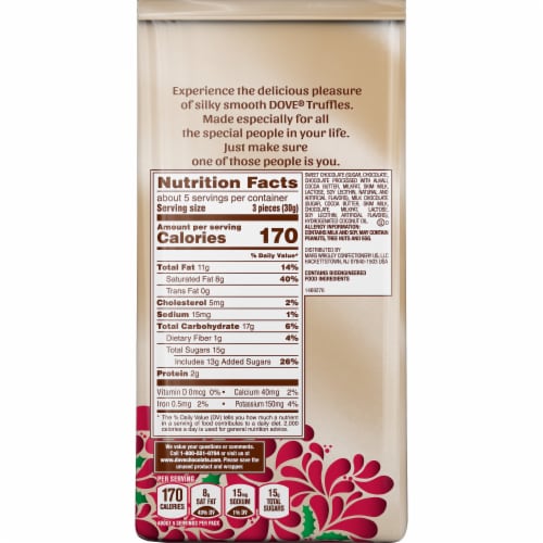 DOVE Dark Chocolate Truffles Christmas Candy Perspective: back