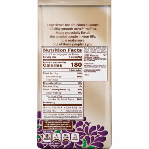 DOVE Milk Chocolate Truffles Christmas Candy Perspective: back