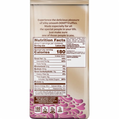 Dove Milk Chocolate Truffles Valentine's Stand Up Bag Perspective: back