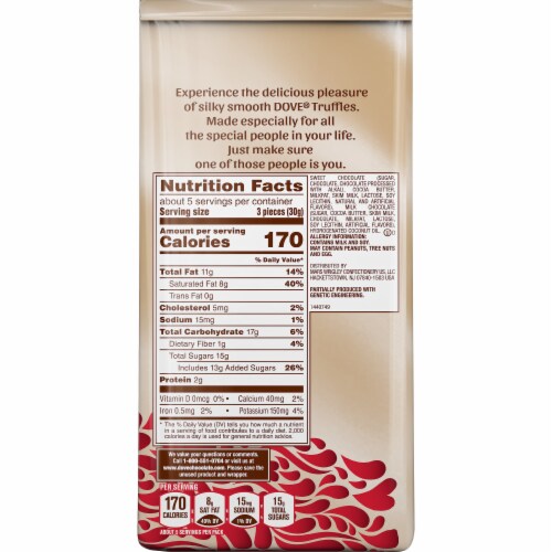 Dove Valentine's Dark Chocolate Silky Smooth Truffles Perspective: back