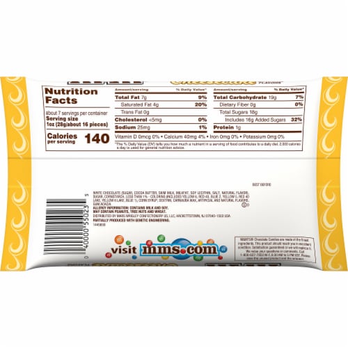 M&M'S White Chocolate Cheesecake Valentine Candy Bag Perspective: back