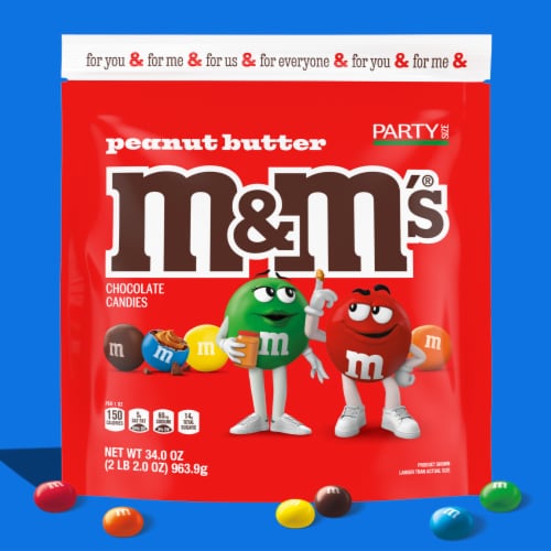 M&M'S Peanut Butter Milk Chocolate Candy Party Size Bag Perspective: back