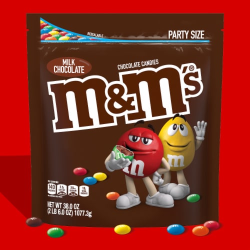 M&M'S Milk Chocolate Candy Party Size Bag Perspective: back