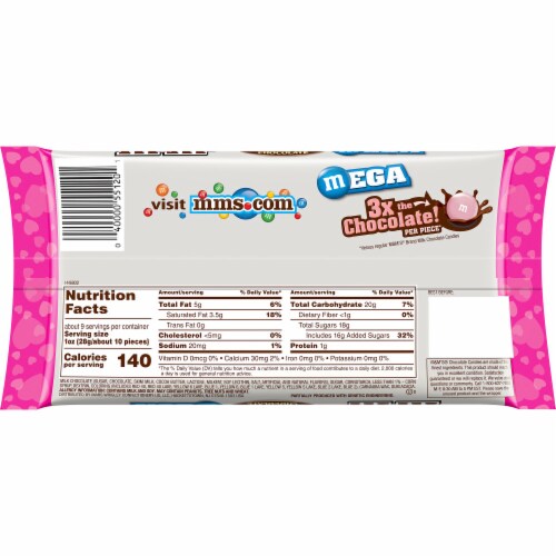 M&M's Cupid's Messages Mega Milk Chocolate Candies Perspective: back