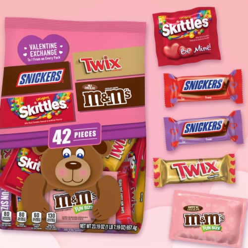 M&M'S Snickers Skittles & Twix Valentine's Day Candy Variety Pack Bulk Bag Perspective: back