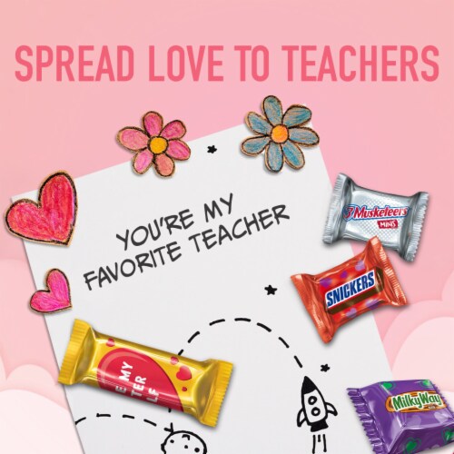 SNICKERS TWIX MILKY WAY & 3 MUSKETEERS Assorted Minis Size Chocolate Valentine Candy Bag Perspective: back