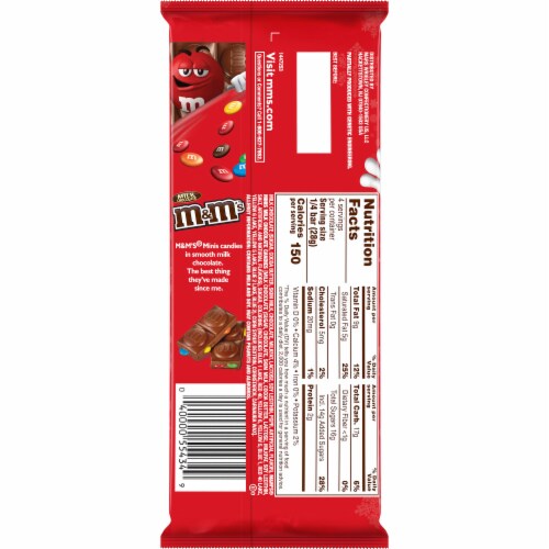 M&M's Milk Chocolate with Minis Christmas Chocolate Bar Perspective: back