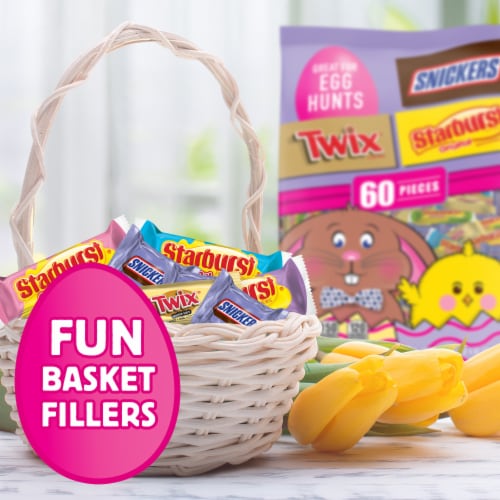 Snickers Twix & Starburst Minis Assorted Easter Candy Bulk Variety Pack Bag Perspective: back