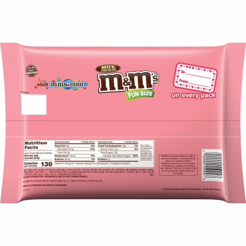 M&M's Milk Chocolate Fun Size Candies Valentine Exchange Bag, 27