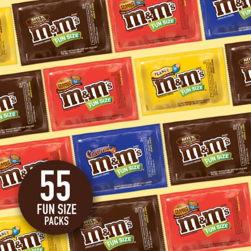 M&M'S Fun Size Milk Chocolate Candy Variety Pack Bulk Candy Bag Perspective: back