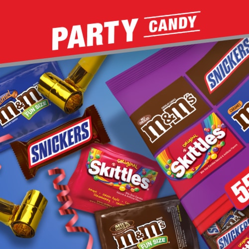 M&M's® Snickers® & Skittles® Fun Size Chocolate Candy Variety Mix Bag Perspective: back