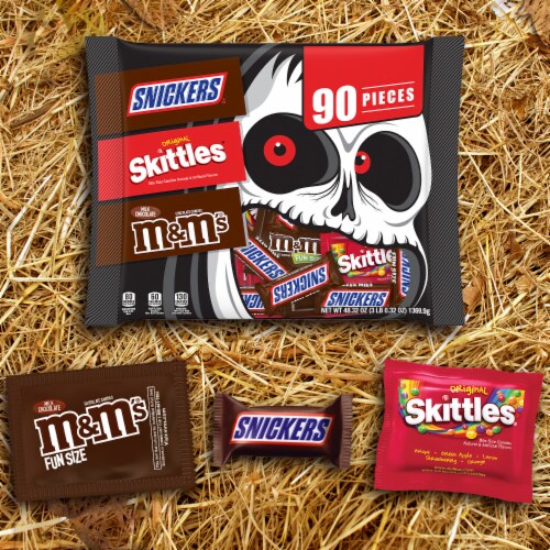 Snickers, M&M'S & Skittles Halloween Candy, Full Size, Variety Mix, 18  Count, Packaged Candy