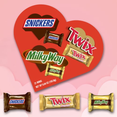 Snickers Twix & Milky Way Valentines Day Assorted Chocolate Heart-Shaped Candy Gift Box Perspective: back