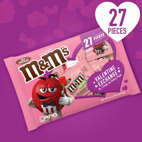 M&M's Milk Chocolate Fun Size Candies Valentine Exchange Bag, 27 ct - Jay C  Food Stores