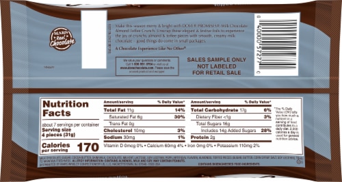 Dove® Chocolate Toffee Almond Crunch Laydown Christmas Milk Chocolate Perspective: back
