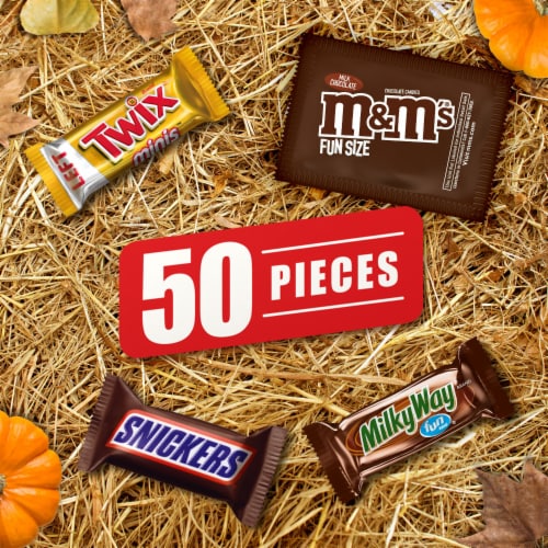 M&M'S Milky Way Twix & Snickers Mixed Chocolate Halloween Candy Assortment Perspective: back
