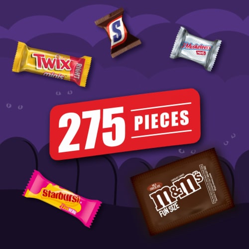 M&M'S Snickers Twix Starburst & 3 Musketeers Bulk Assorted Halloween Candy Perspective: back