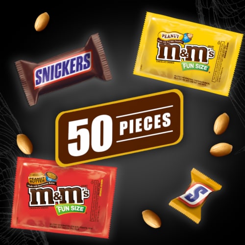 M&M'S & Snickers Peanut & Peanut Butter Assorted Bulk Chocolate Halloween Candy Perspective: back