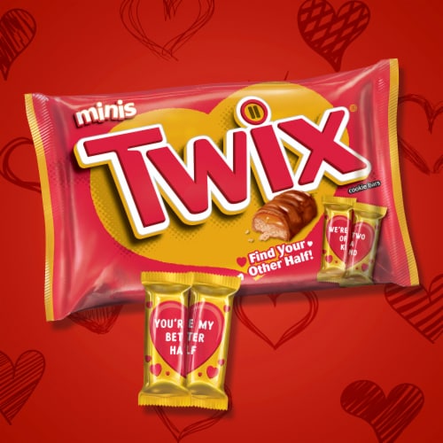Twix Minis Caramel Chocolate Cookie Valentine's Day Chocolate Candy Perspective: back