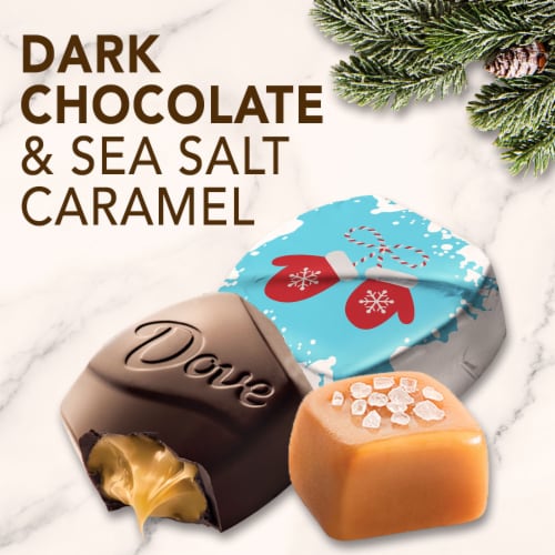 Dove Promises Dark Chocolate & Sea Salt Caramel Frosty & Festive Christmas Candy Perspective: back