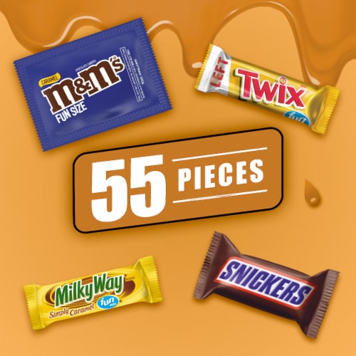 Snickers M&M'S Caramel Twix & Milky Way Caramel Lovers Chocolate Candy Variety Pack Perspective: back