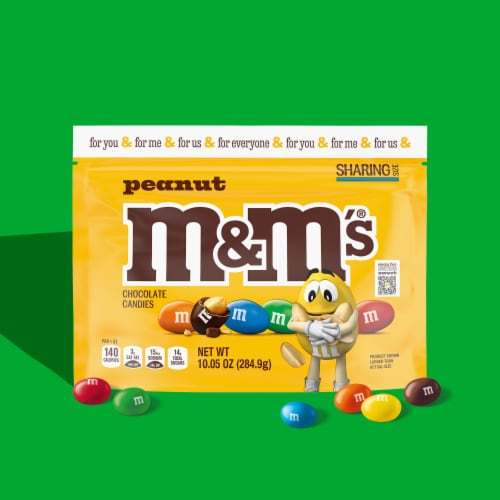 M&M'S Peanut Milk Chocolate, Sharing Size, 10.05 oz Resealable Bag