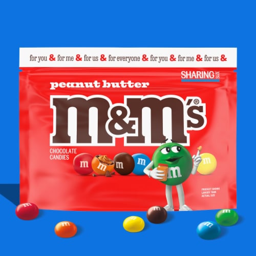 M&M'S Peanut Butter Milk Chocolate Candy Sharing Size Resealable Bag Perspective: back