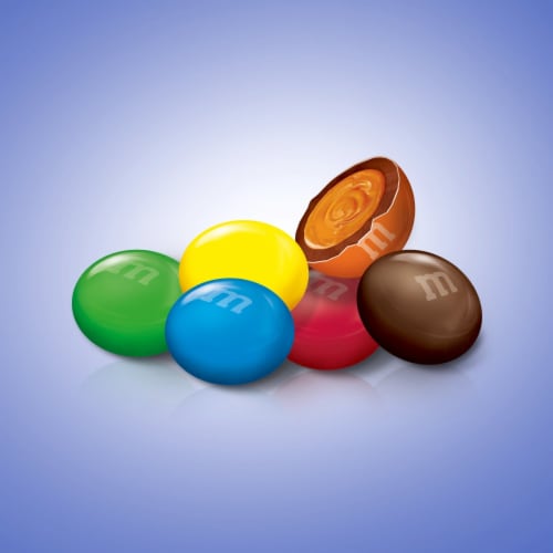 M&M'S Caramel Milk Chocolate Candy Sharing Size Bag Perspective: back