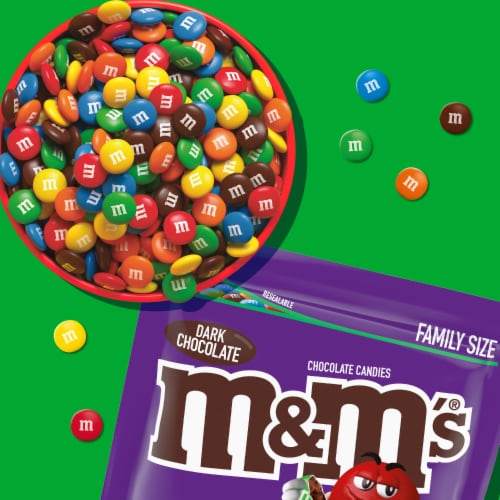 M&M'S 50% Cacao Dark Chocolate Candy Family Size Bag Perspective: back