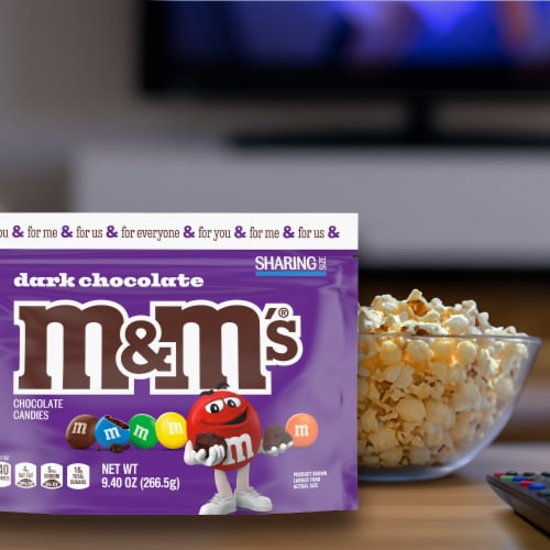 M&M's Dark Chocolate St. Patricks Day Candy Sharing Size Bag Perspective: back