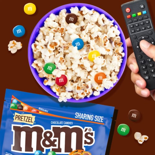 M&M'S Pretzel Milk Chocolate Candy Sharing Size Bag Perspective: back