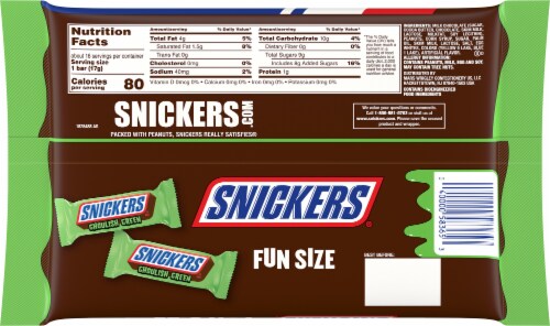 Snickers® Chocolate Goulish Green Fun Size Halloween Candy Bag Perspective: back