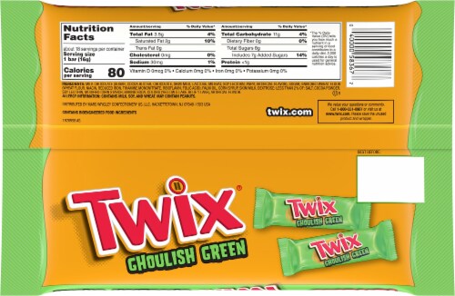 Twix® Chocolate Ghoulish Green Fun Size Halloween Candy Bag Perspective: back
