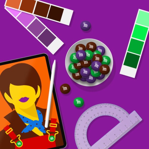 M&M'S Sharing Size Limited Edition Peanut Butter Milk Chocolate Candy featuring Purple Candy Perspective: back