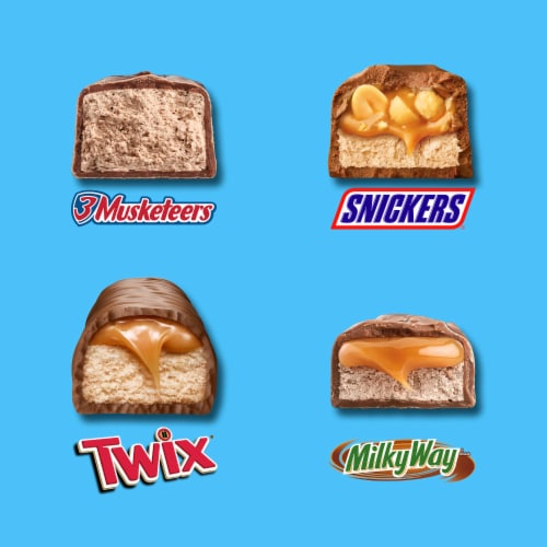 Snickers Twix Milky Way & 3 Musketeers Minis Milk Chocolate Bars Party Size Bulk Bag Perspective: back