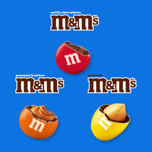 M&M'S Milk Chocolate Peanut & Peanut Butter Fun Size Variety Pack Party Size Candy Bulk Bag Perspective: back