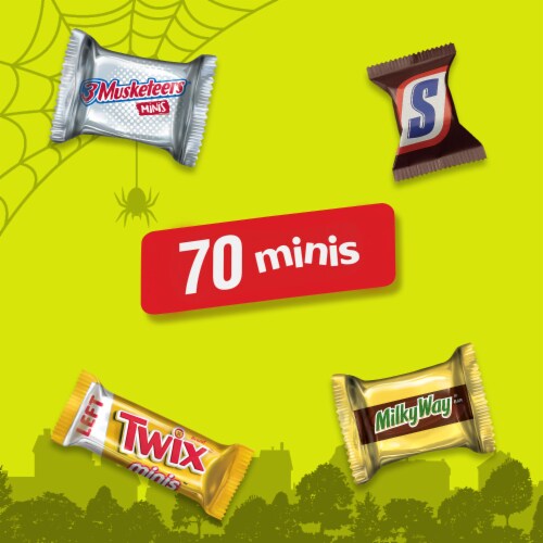 Snickers Twix Milky Way & 3 Musketeers Minis Halloween Candy Variety Pack Bulk Bag Perspective: back