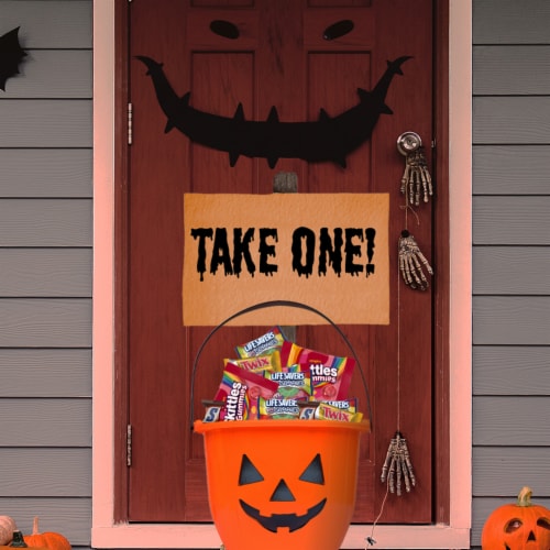 Snickers Skittles Gummies Twix & Life Savers Gummies Halloween Candy Variety Pack Bulk Bag Perspective: back