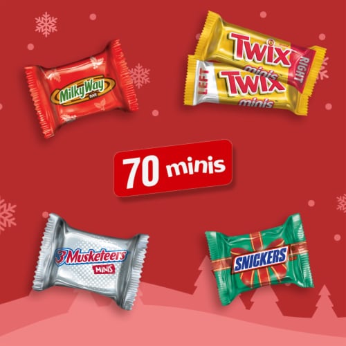 Snickers Twix Milky Way & 3 Musketeers Mini Chocolate Christmas Candy Bars Bulk Bag Perspective: back