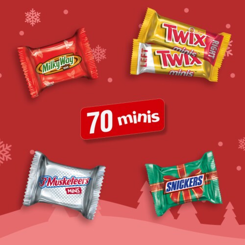 Snickers Twix Milky Way & 3 Musketeers Mini Chocolate Christmas Candy Bars Bulk Bag Perspective: back
