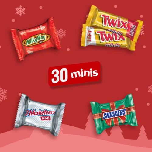 Snickers Twix Milky Way & 3 Musketeers Mini Chocolate Christmas Candy Bars Bulk Bag Perspective: back