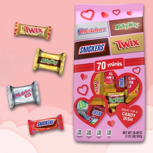 Snickers Twix Milky Way & 3 Musketeers Valentine's Day Chocolate Bars Variety Pack Bulk Bag Perspective: back